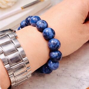 Natural Sodalite Bead Crystal Bracelet Deep Blue Gemstone 10mm   "Logic Stone"